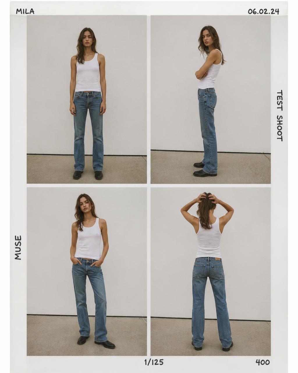 Contact sheet of natural, unedited digitals against a plain wall